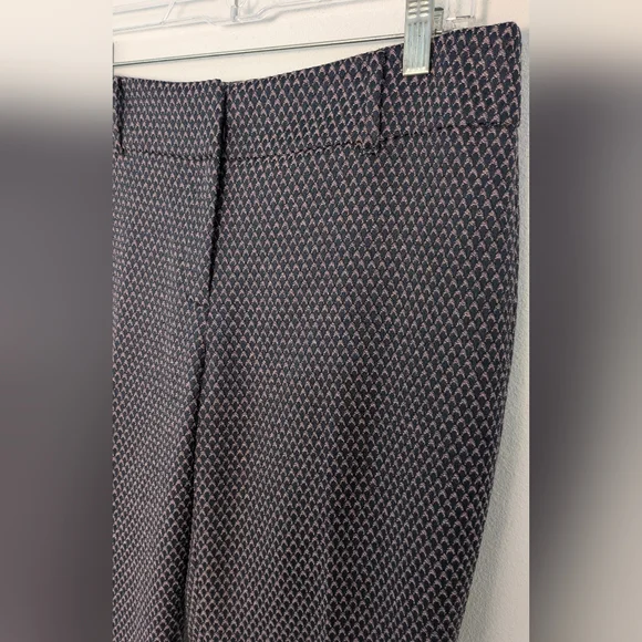 Ann Taylor Curvy Geo Jacquard Ankle Pants Purple Black Size 6 Mid Rise Office - Picture 3 of 12